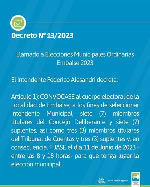 eLECCIONES EN eMBALSE