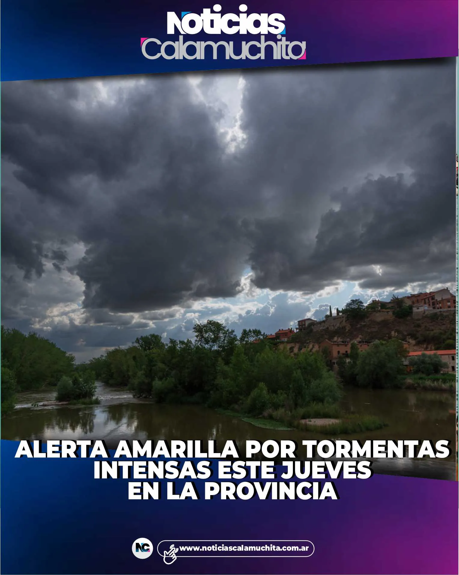 Alerta amarilla por tormentas fuertes, granizo y vientos este jueves