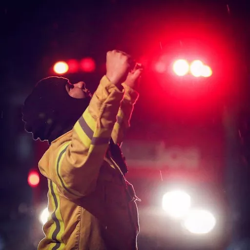 bombero festejando