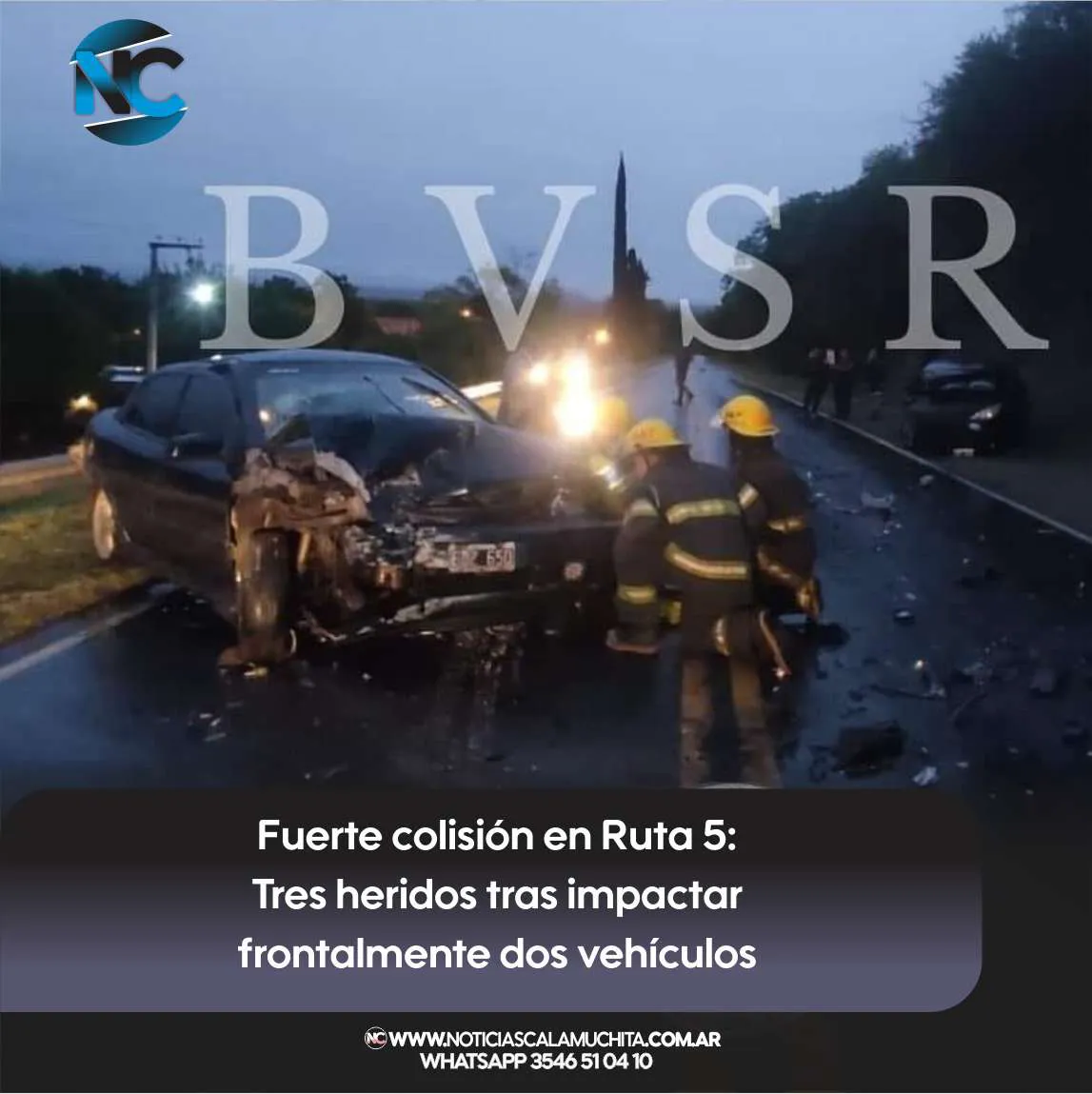 Fuerte colisión en Ruta 5 Tres heridos tras impactar frontalmente dos vehículos