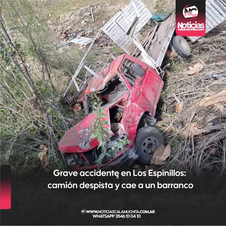 Grave accidente en Los Espinillos camión despista y cae a un barranco