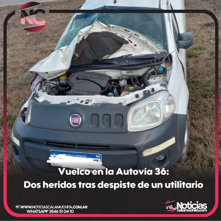 Vuelco en la Autovía 36 Dos heridos tras despiste de un utilitario