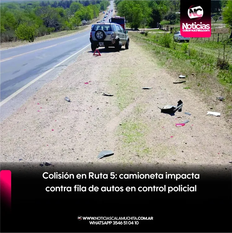 colisión en Ruta 5 camioneta impacta contra fila de autos en control policial