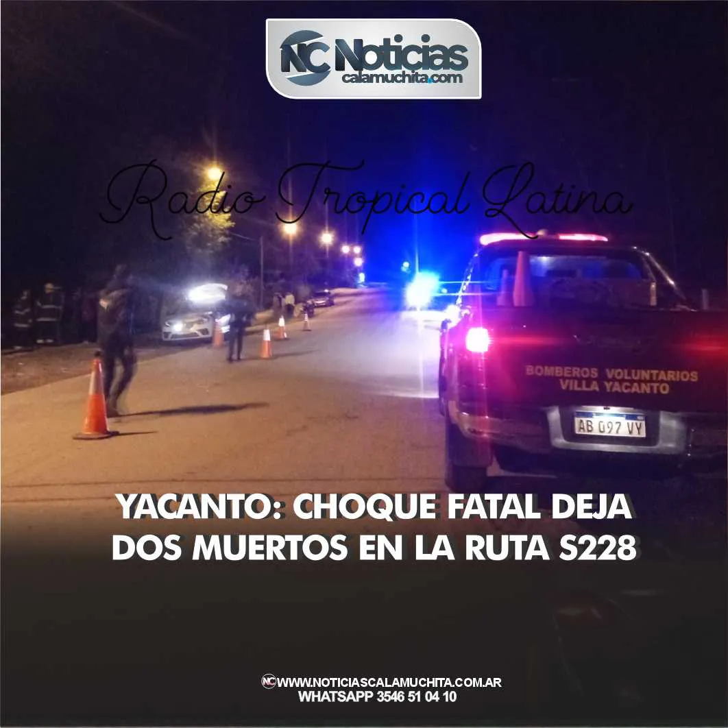 Yacanto Choque fatal deja dos muertos en la Ruta S228