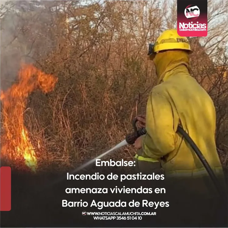 Embalse  Incendio de pastizales amenaza viviendas en Barrio Aguada de Reyes