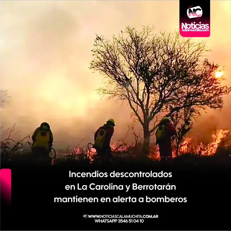 Incendios descontrolados en La Carolina y Berrotarán mantienen en alerta a bomberos