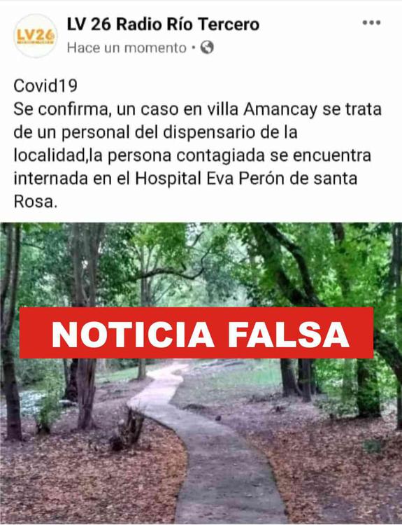 Noticia Falsa corona En Calamuchita