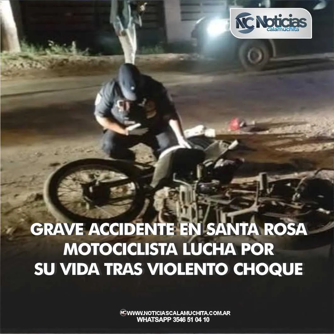 Grave accidente en Santa Rosa Motociclista lucha por su vida tras violento choque
