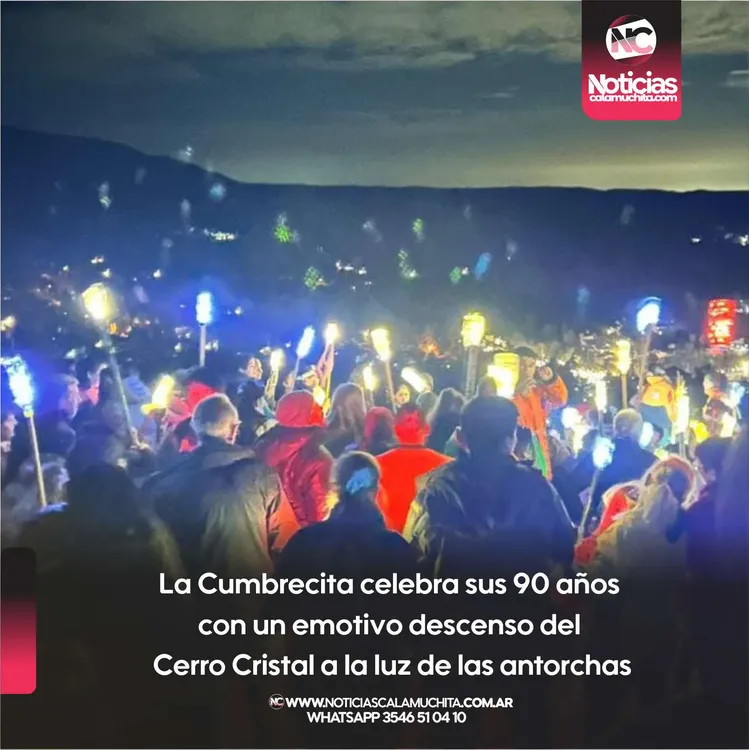 La Cumbrecita celebra sus 90 años con un emotivo descenso del Cerro Cristal a la luz de las antorchas