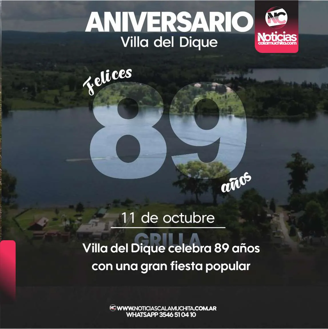 Villa del Dique celebra 89 años con una gran fiesta popular