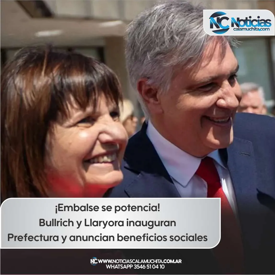 Embalse se potencia! Bullrich y Llaryora inauguran Prefectura y anuncian beneficios sociales redes