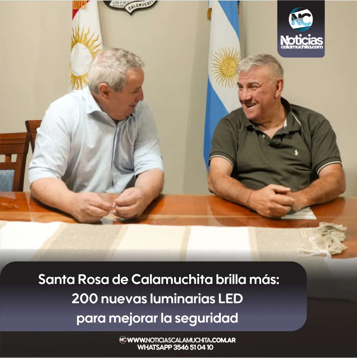 Santa Rosa de Calamuchita brilla más 200 nuevas luminarias LED para mejorar la seguridad